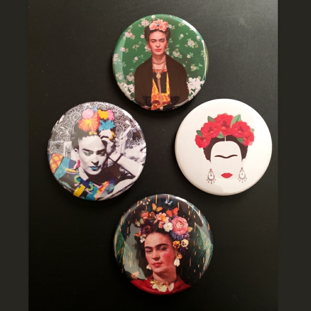 Frida Kahlo pin back button set